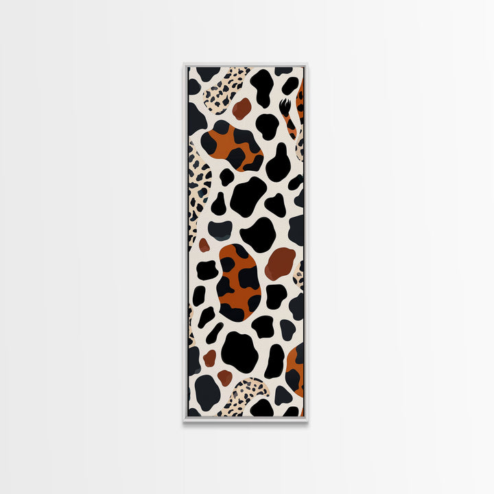 Retro Cheetah Print Wall Art Framed Canvas Print, MCM Style Art, Retro 70s Style Decor, Wood Frame Wall Art, Vintage Inspired Decor