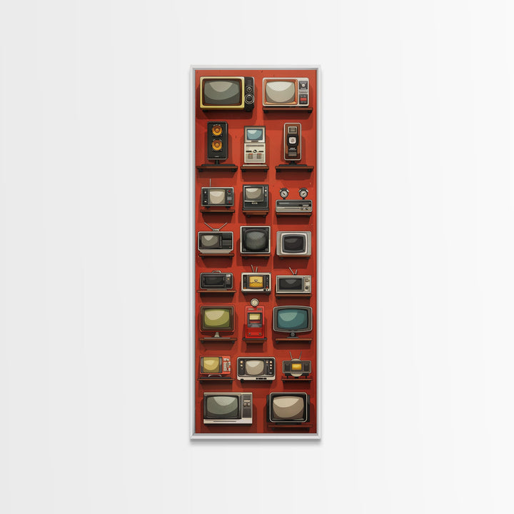 Retro Televions Framed Canvas Print, Retro Decor, Man Cave Art, Gift For Him