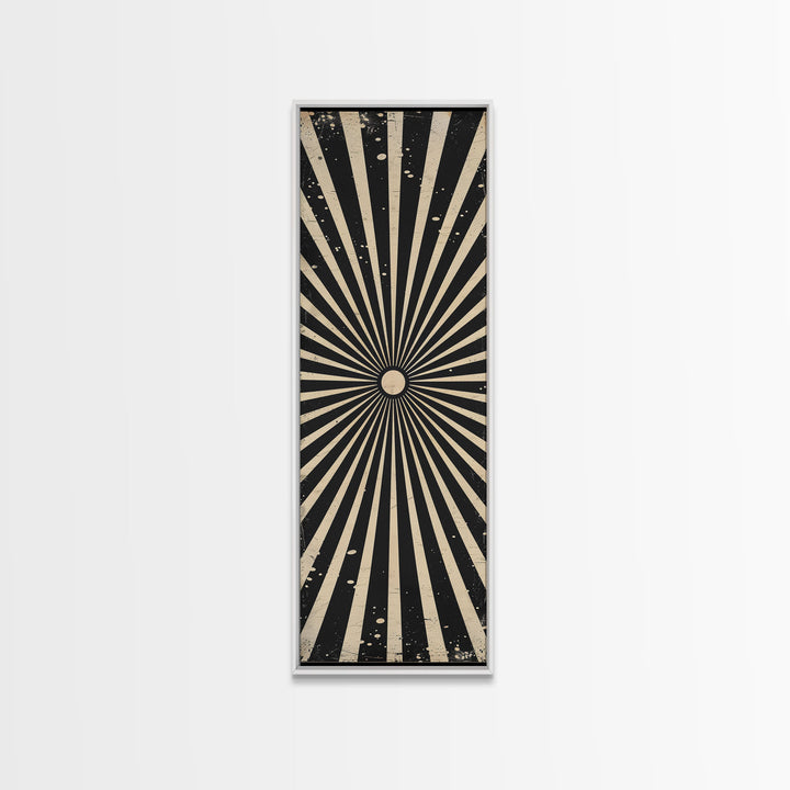 Black and White Sun Burst Art Deco Inspired Framed Canvas Print, Wall Art, Office or Mancave Wall Art