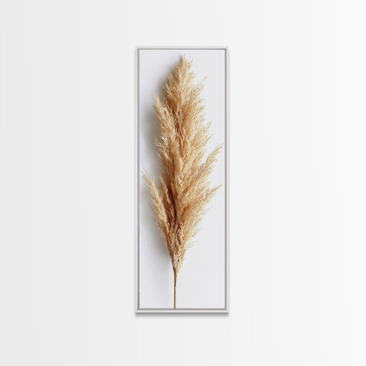 Pampas Grass Botanical Art - Framed Canvas Print, Skinny Tall Art, Minimalist Wall Art for Living Room, Bedroom Decor, Botanical Print