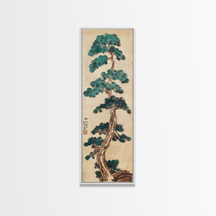 Japanese Pines Artistic Interpretation Tall Branches Skinny Art Tall Art Framed Canvas Print Japanese Style Art Ukiyo-e Art Wood Block Print Classic