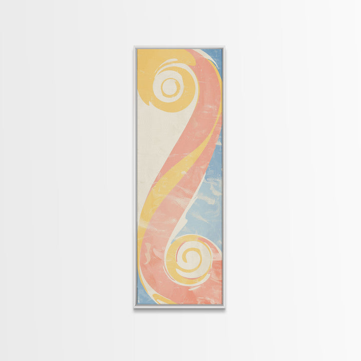 Abstract Patterns Swirling Japanese Design In Ukiyo-e Art On Framed Canvas Print Tall Skinny Wood Block Modern Wall Decor