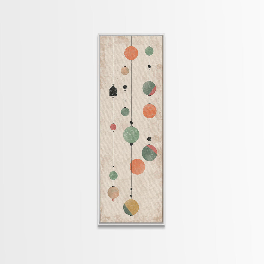 Abstract Hanging Lanterns On A Rustic Background – Framed Canvas Print With Skinny Art And Tall Art In Ukiyo-E Art And Japanese Style Art