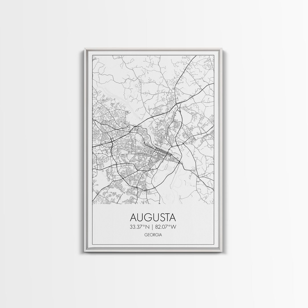 Augusta Street Map, Georgia Map, City Map Art, Dorm Wall Art, Adventure Wall Art, Minimalist Art, Wall Art, Canvas Print, Canvas Wall Art