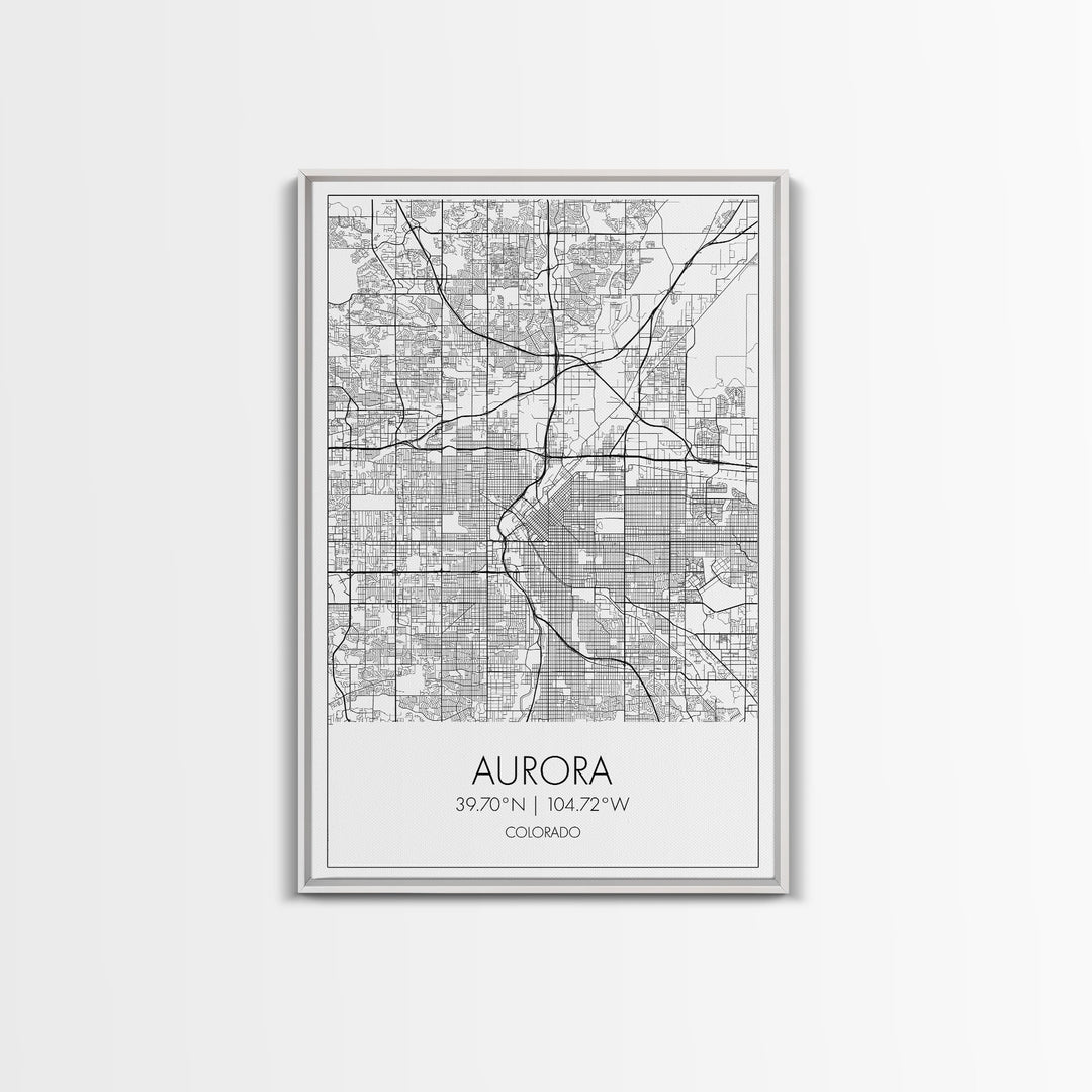 Aurora Street Map, Colorado Map, City Map Print, Travel Lover Gift, Above Bed Art, Minimalist Art, Wall Art, Canvas Print, Canvas Wall Art