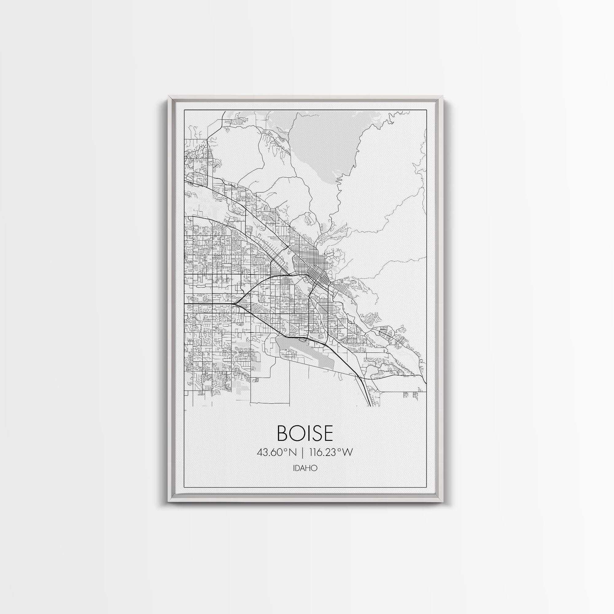 Boise Street Map, Idaho Map, City Map Art, Modern Wall Art, Wall Art, Canvas Print, Canvas Wall Art, Home Décor Wall Art, Travel Print