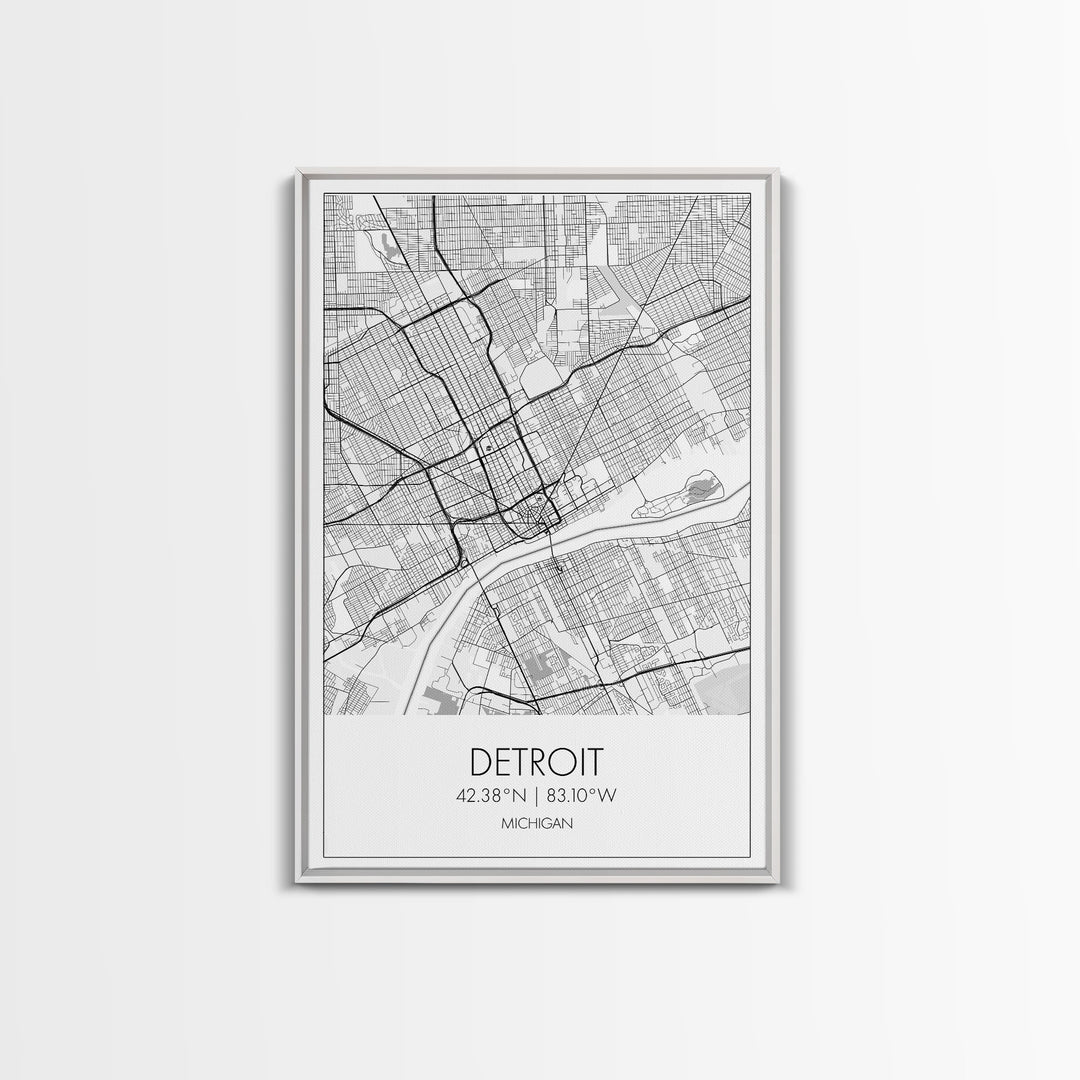 Detroit Street Map, Michigan Map, City Map Art, Minimalist Art, Wall Art, Canvas Print, Wall Art Bedroom, Travel Prints, Gift For Couple