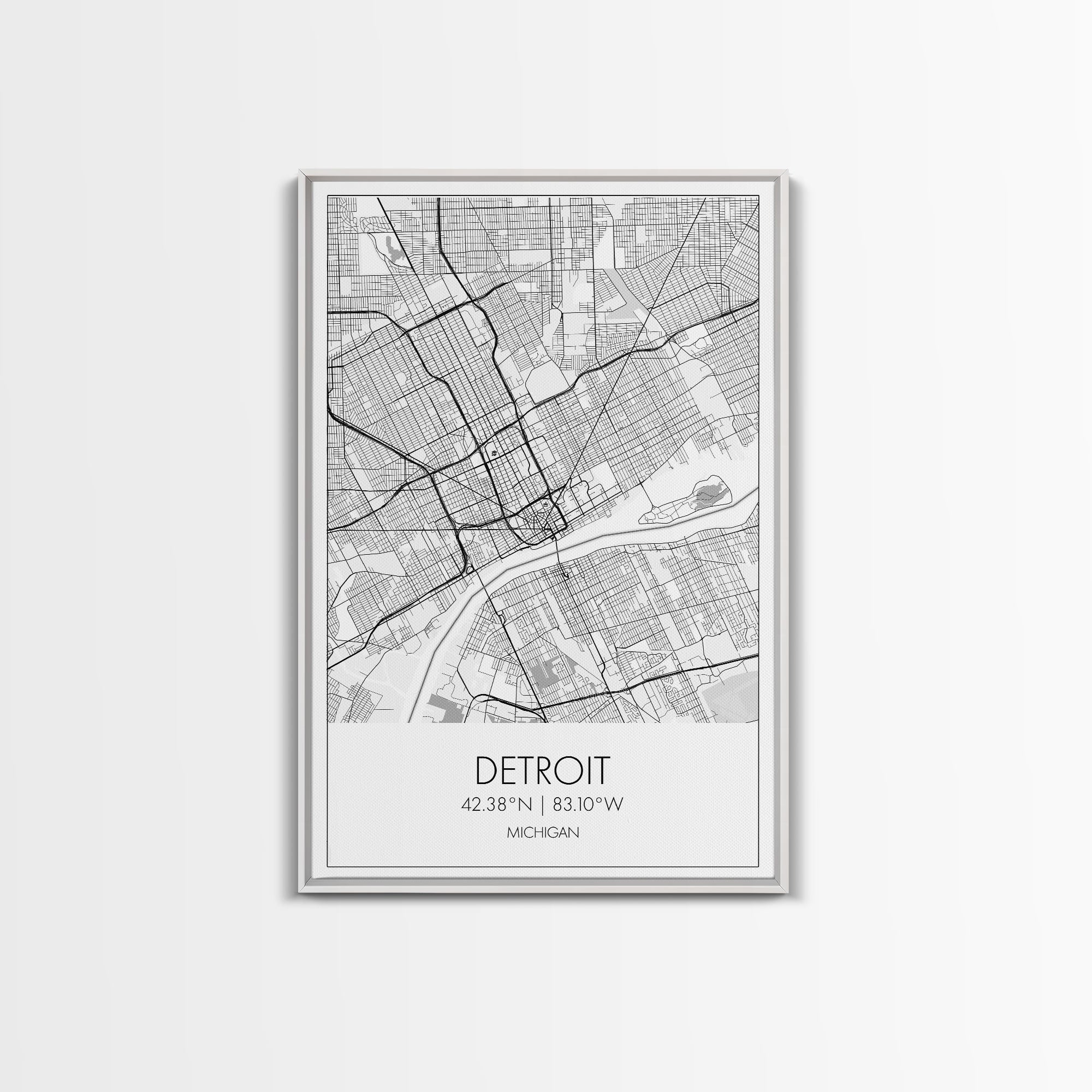 Detroit Street Map, Michigan Map, City Map Art, Minimalist Art, Wall Art, Canvas Print, Wall Art Bedroom, Travel Prints, Gift For Couple