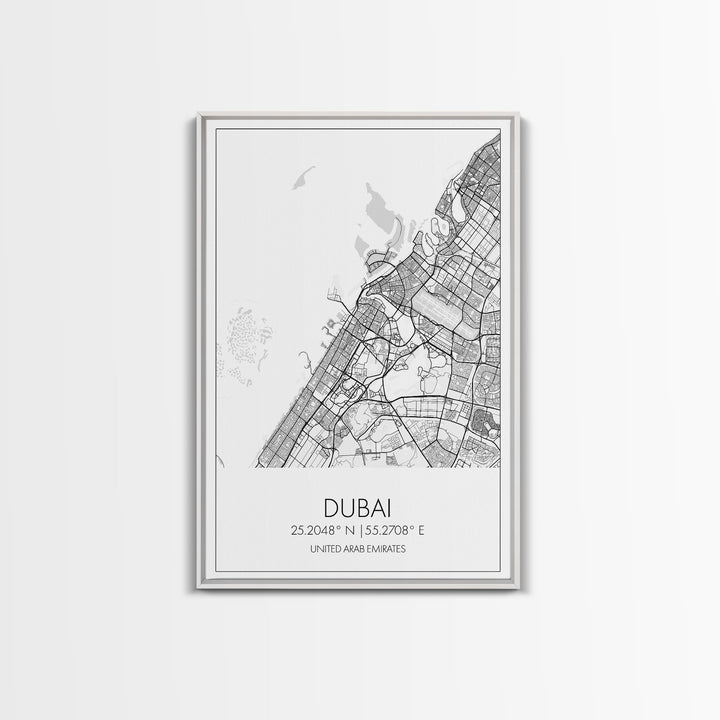 Dubai Street Map, UAE Map, City Map Art, Minimalist Art, Wall Art, Canvas Print, Aviation Gift, Travel Art, Office Décor, Unique Wall Art
