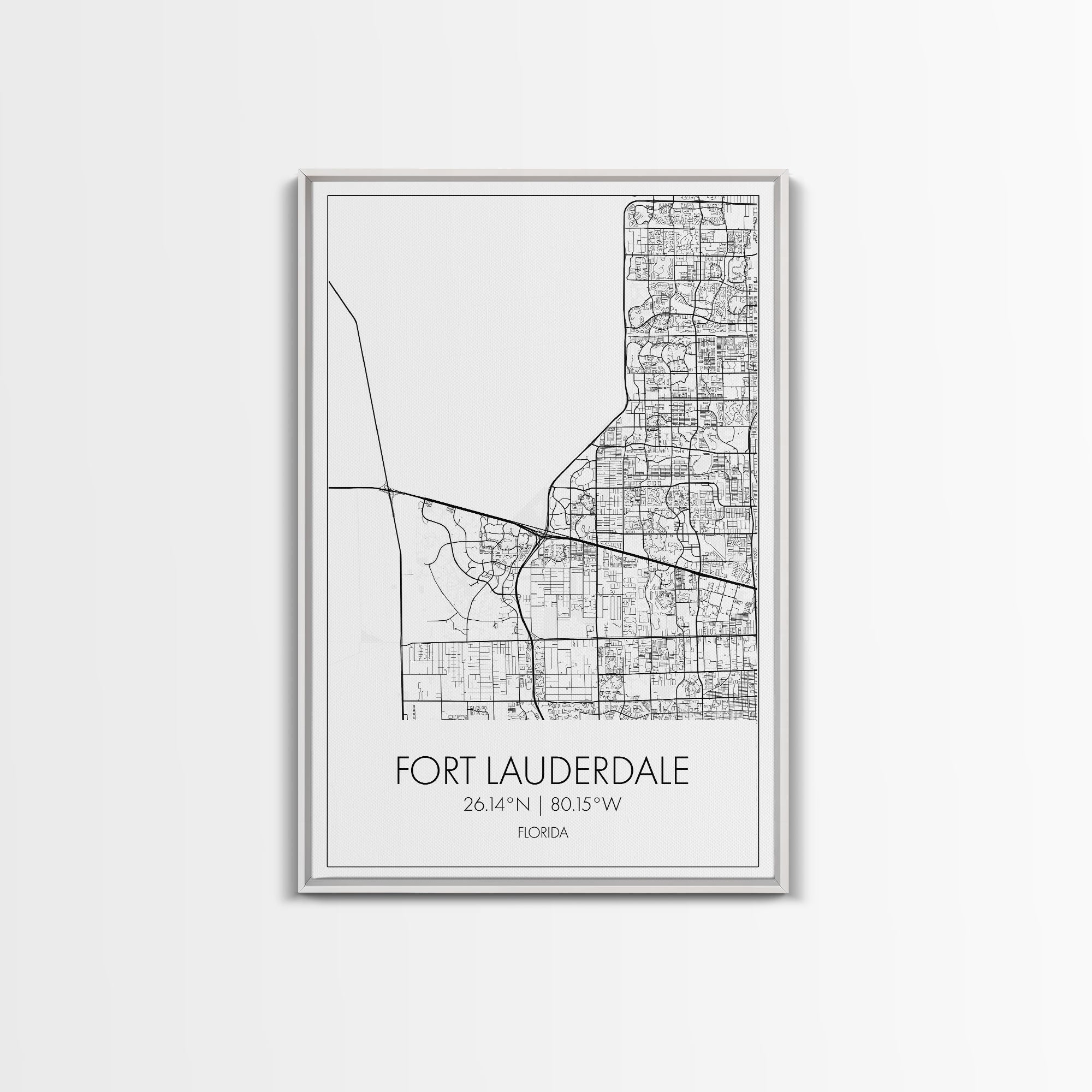 Fort Lauderdale Street Map, California Map, City Map Art, Minimalist Art, Wall Art, Canvas Print, Travel Art, Game Room Décor, Travel Gifts