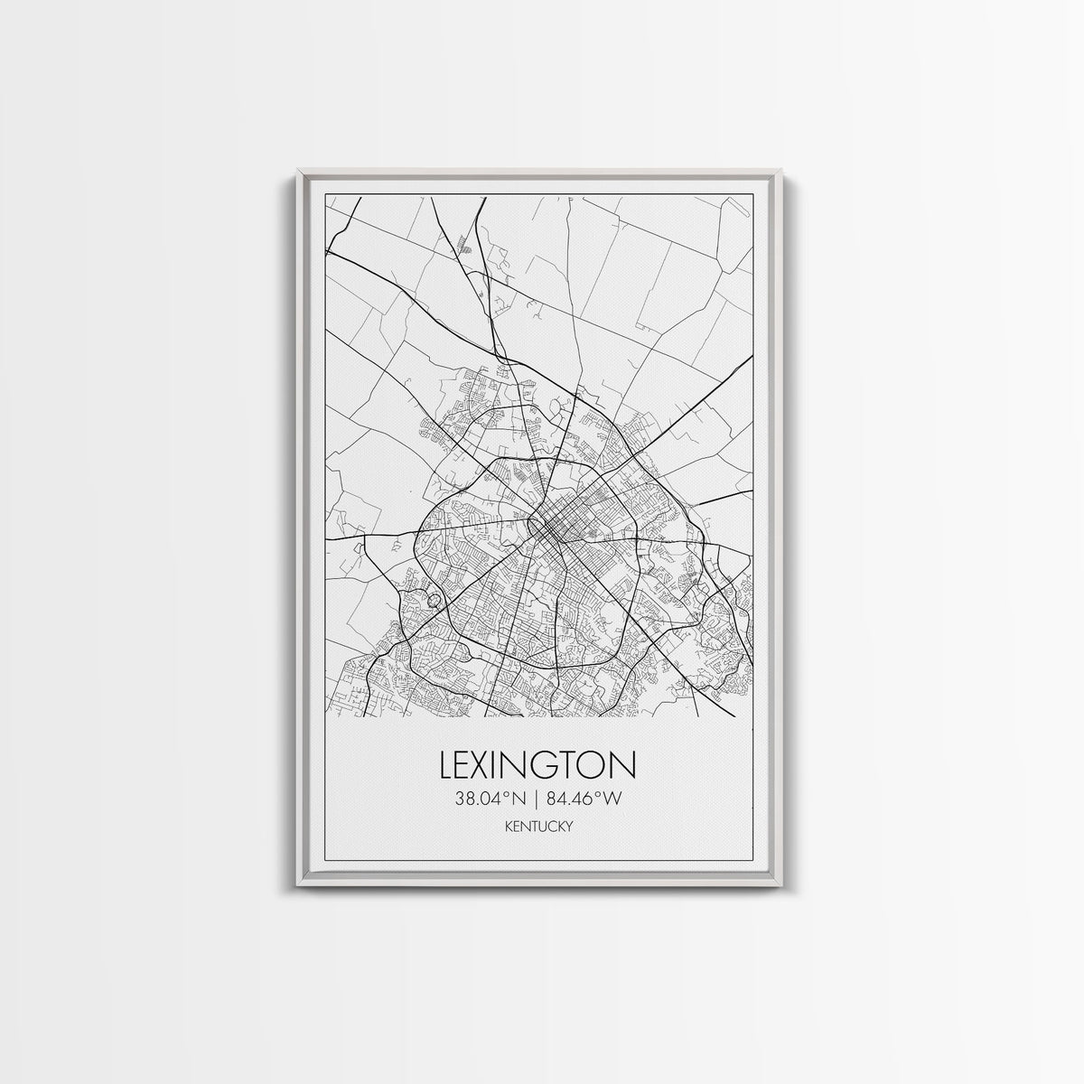 Lexington Street Map, Kentucky Map, City Map Art, Modern Wall Art, Wall Art, Canvas Print, Travel Wall Art, Dorm Room Décor, Engagement Gift
