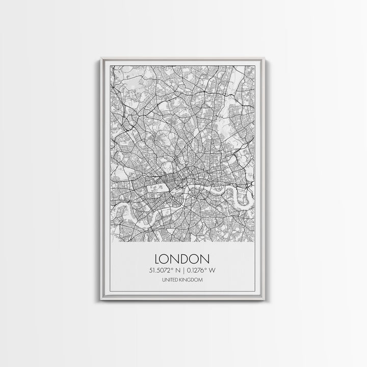 London Street Map, United Kingdom Map, City Map Art, Modern Wall Art, Wall Art, Canvas Print, Travel Art, Home Wall Décor, Bon Voyage Gift