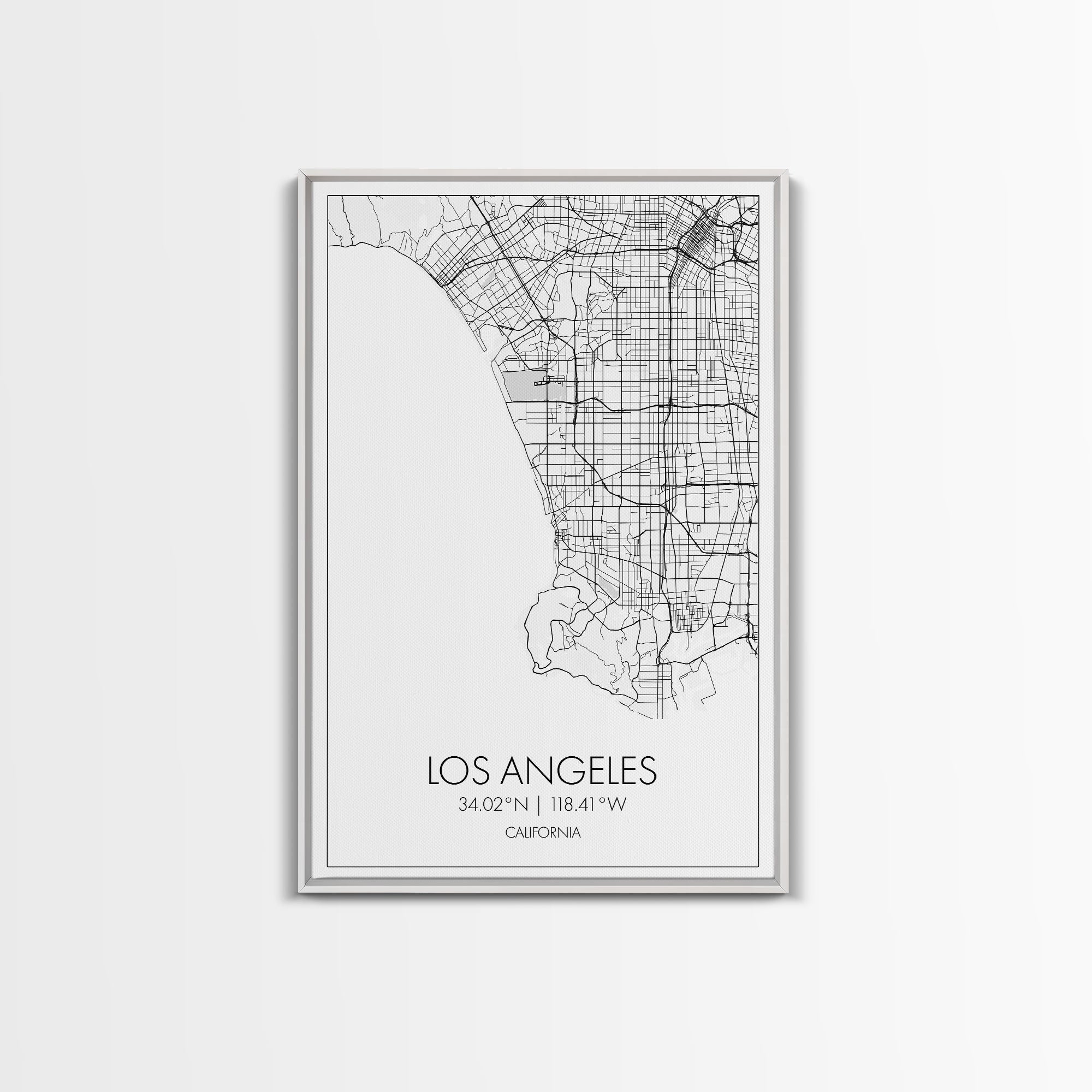 Los Angeles Street Map, California Map, City Map Art, Modern Art, Wall Art, Canvas Print, Travel Wall Print, Wedding Gift, Bedroom Décor