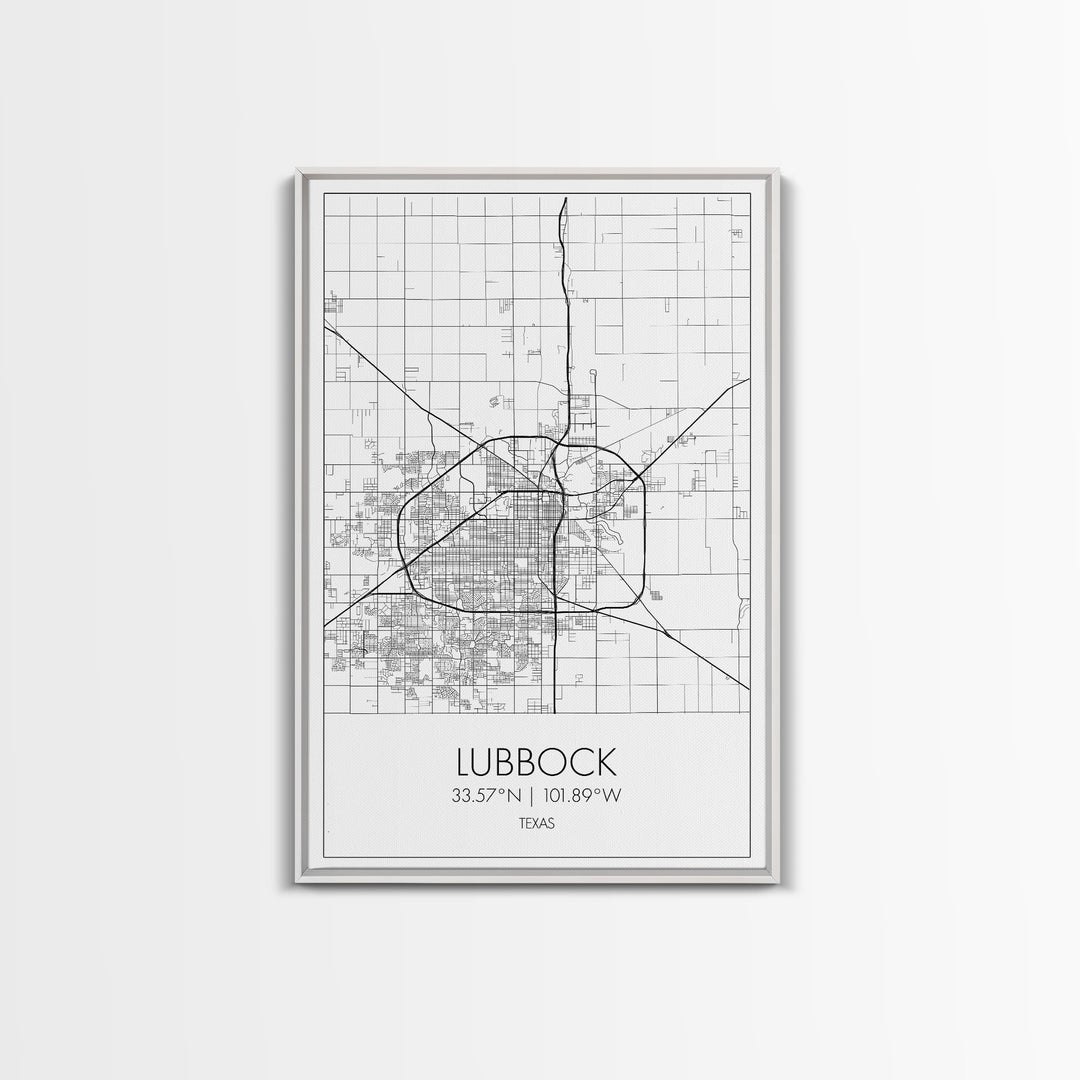 Lubbock Street Map, Texas Map, City Map Art, Modern Art, Wall Art, Canvas Print, Travel Print, Farmhouse Wall Décor, Boyfriend Gift