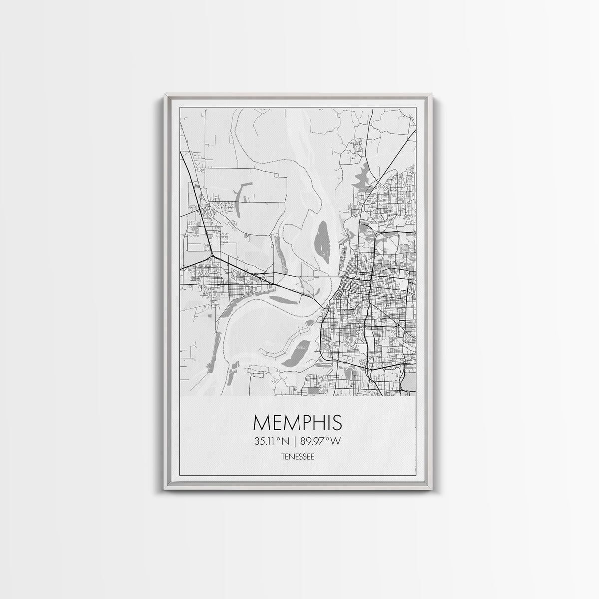 Memphis Street Map, Tennessee Map, City Map Art, Modern Art, Wall Art, Canvas Print, Music Room Décor, Housewarming Gift, Travel Art