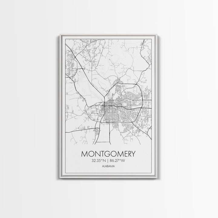 Montgomery Street Map, Alabama Map, City Map Art, Modern Art, Wall Art, Canvas Print, Bedroom Print, Family Gift, Travel Wall Décor