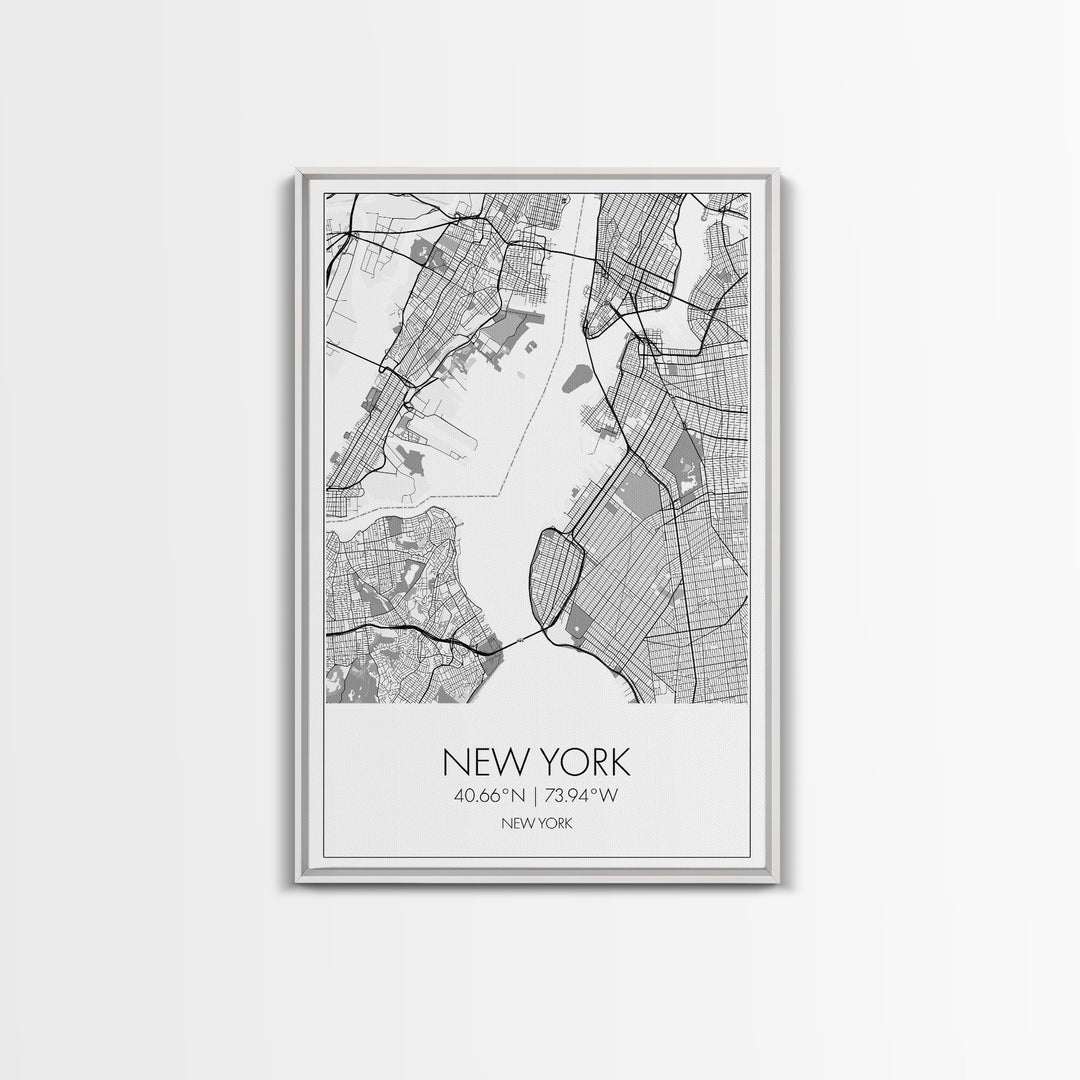 New York Street Map, New York Map, City Map Art, Modern Art, Wall Art, Canvas Print, Home Office Art, Unique Travel Gifts, Travel Wall Print