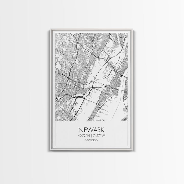 Newark Street Map, New Jersey Map, City Map Art, Modern Art, Wall Art, Canvas Print, Living Room Art, Best Friends Gift, Travel Art