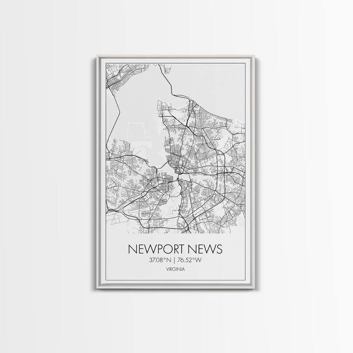 Newport News Street Map, Virginia Map, City Map Art, Modern Art, Wall Art, Canvas Print, Home Wall Décor, Girl Graduation Gift, Travel Art