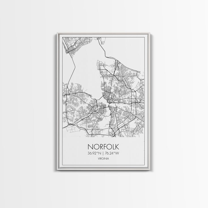 Norfolk Street Map, Virginia Map, City Map Art, Modern Art, Wall Art, Canvas Print, Bedroom Décor, College Student Gift, Travel Print