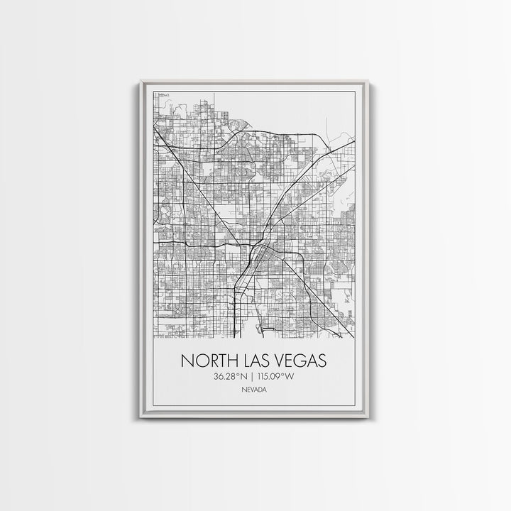 North Las Vegas Street Map, Nevada Map, City Map Art, Modern Art, Wall Art, Canvas Print, Wall Décor Bedroom, Honeymoon Gift,  Travel Art