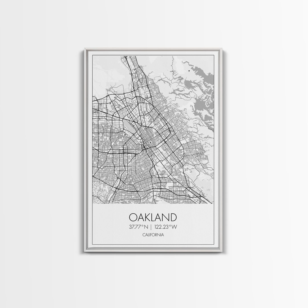Oakland Street Map, California Map, City Map Art, Modern Art, Wall Art, Canvas Print, Living Room Art, Gift For Her, Adventure Wall Art