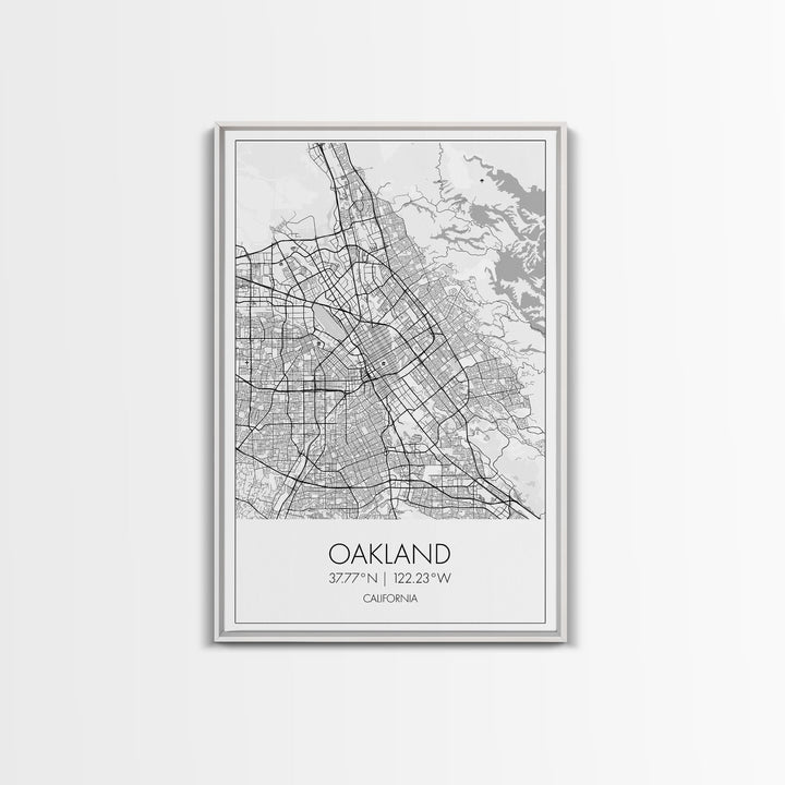 Oakland Street Map, California Map, City Map Art, Modern Art, Wall Art, Canvas Print, Living Room Art, Gift For Her, Adventure Wall Art