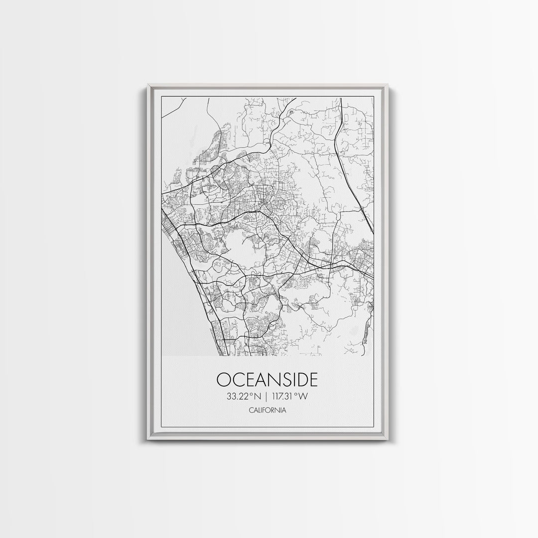 Oceanside Street Map, California Map, City Map Art, Modern Art, Wall Art, Canvas Print, Bedroom Wall Décor, Wedding Gift, Travel Wall Art