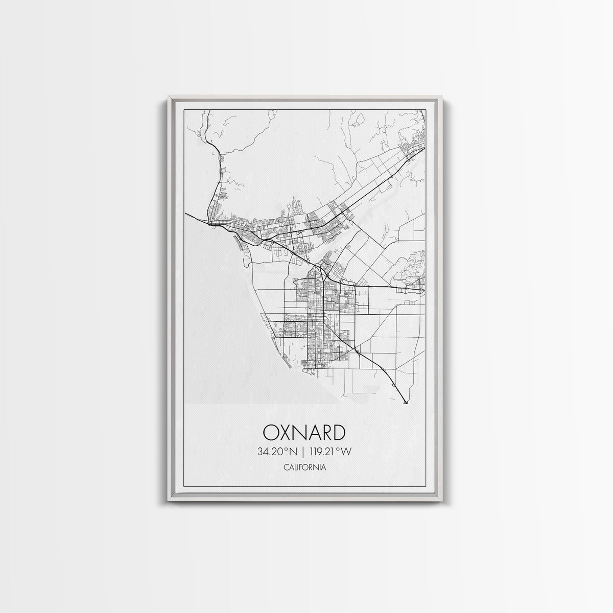 Oxnard Street Map, California Map, City Map Art, Minimalist Art, Wall Art, Canvas Print, Bedroom Print, Anniversary Gift, Travel Wall Print