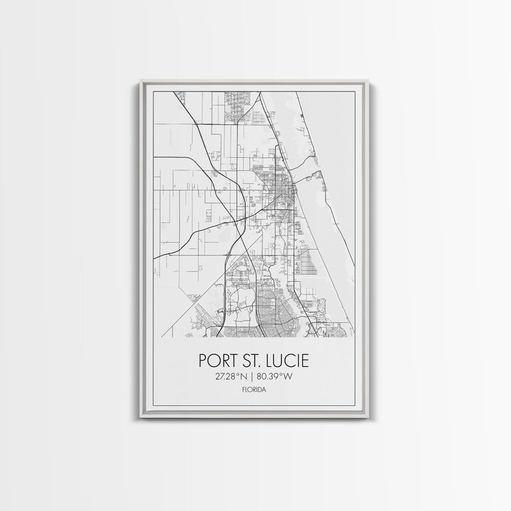 Port St Lucie Street Map, Florida Map, City Map Art, Minimalist Art, Wall Art, Canvas Print, Friend Gift, Black And White Art, Travel Décor