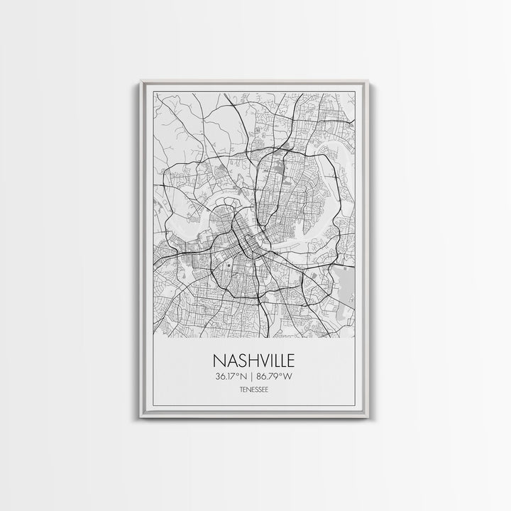 Nashville Street Map, Tennessee Map, City Map Art, Modern Art, Wall Art, Canvas Print, Music Studio Art, Gift For Music Lover, Travel Art