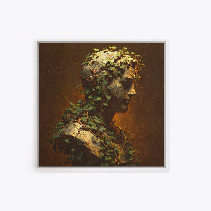 Classical Statue Bust Covered Canvas Print, Renaissanceinspired Art, Unique Wall Art, Living Room Decor, Watercolor Art, REN-1x1-19