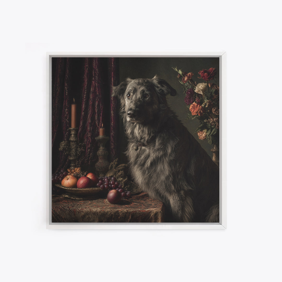 Noble Dog Portrait Canvas Print, Renaissanceinspired Art, Living Room Decor, Oil Painting, Classic, Living Room Art, REN-1x1-20