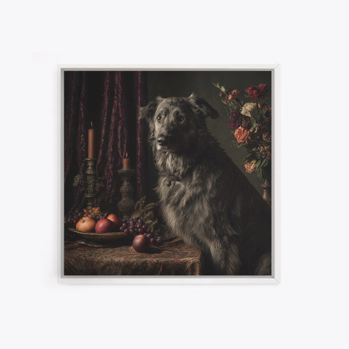 Noble Dog Portrait Canvas Print, Renaissanceinspired Art, Living Room Decor, Oil Painting, Classic, Living Room Art, REN-1x1-20