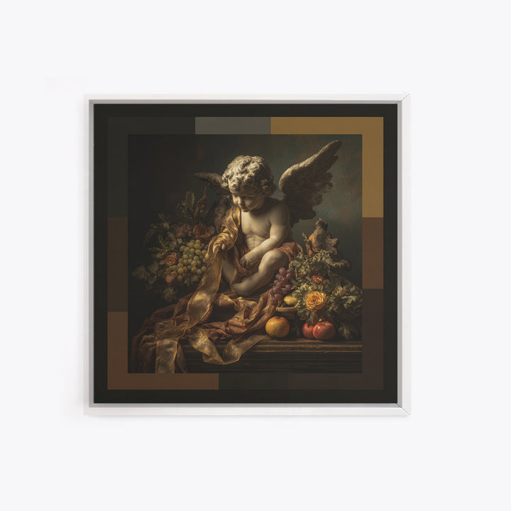 Cherub Holding a Ribbon Among Clouds Canvas Print, Renaissanceinspired Art, Living Room Art, Living Room Decor, Oil Painting, REN-1x1-30