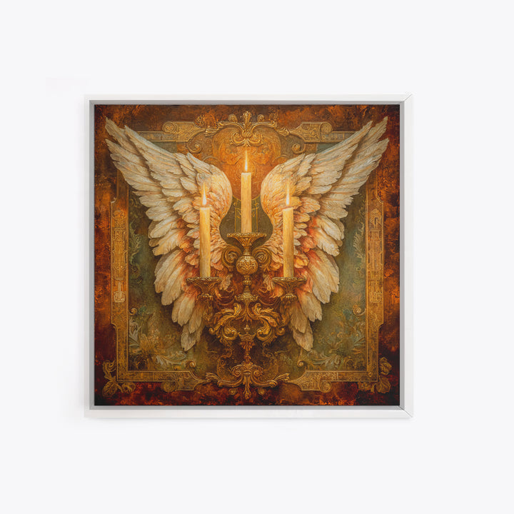 Angel Wings with Gold and Ivory Tones Canvas Print, Renaissanceinspired Art, Unique Wall Decor, Living Room Decor, Classic, REN-1x1-66