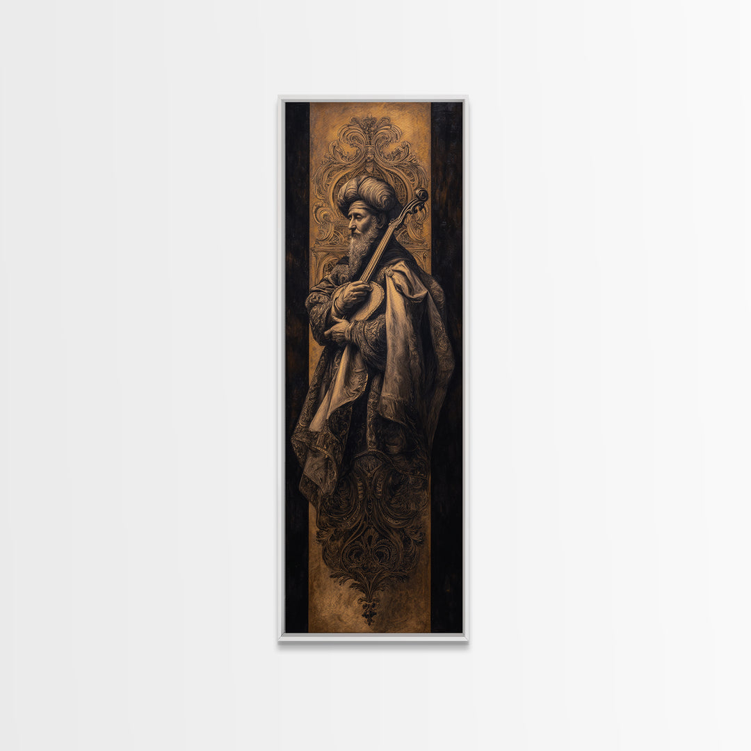 Renaissance Style Musician with Lute Canvas Print, Renaissanceinspired Art, Romantic Art, Living Room Decor, Fine Art, Classic, REN-1x3-28