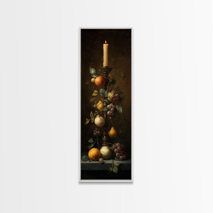 Oil Painted Fruit Still Life on Dark Canvas Print, Renaissanceinspired Art, Gallery Decor, Living Room Decor, Fine Art, Classic, REN-1x3-39