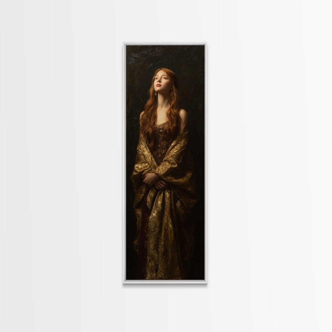 Gold Halo Portrait Canvas Print, Renaissanceinspired Art, Digital Print, Living Room Decor, Fine Art, Classic, Living Room Art, REN-1x3-41