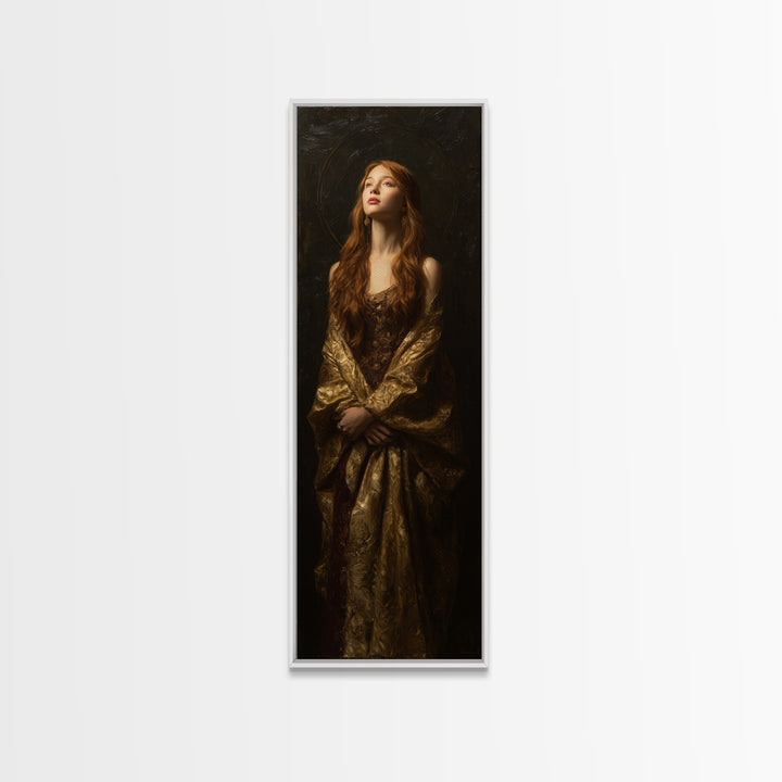 Gold Halo Portrait Canvas Print, Renaissanceinspired Art, Digital Print, Living Room Decor, Fine Art, Classic, Living Room Art, REN-1x3-41