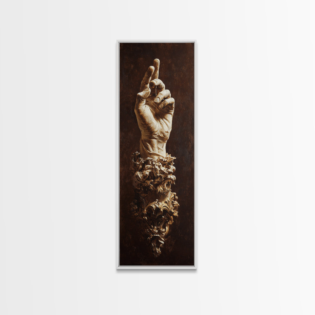 Classical Hands Study Framed Canvas Print, Renaissanceinspired Art, Cat Painting, Living Room Decor, Fine Art, Classic, REN-1x3-50