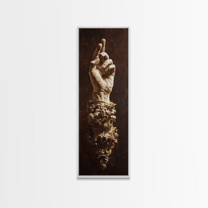 Classical Hands Study Framed Canvas Print, Renaissanceinspired Art, Cat Painting, Living Room Decor, Fine Art, Classic, REN-1x3-50