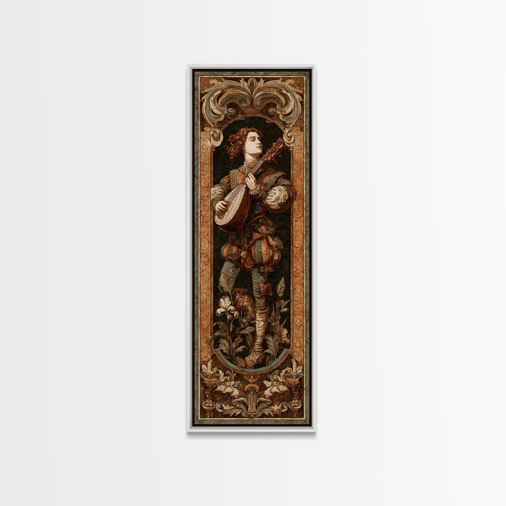 Renaissance Style Musician with Lute Framed Canvas Print, Renaissanceinspired Art, Room Decor, Living Room Decor, Oil Painting, REN-1x3-76