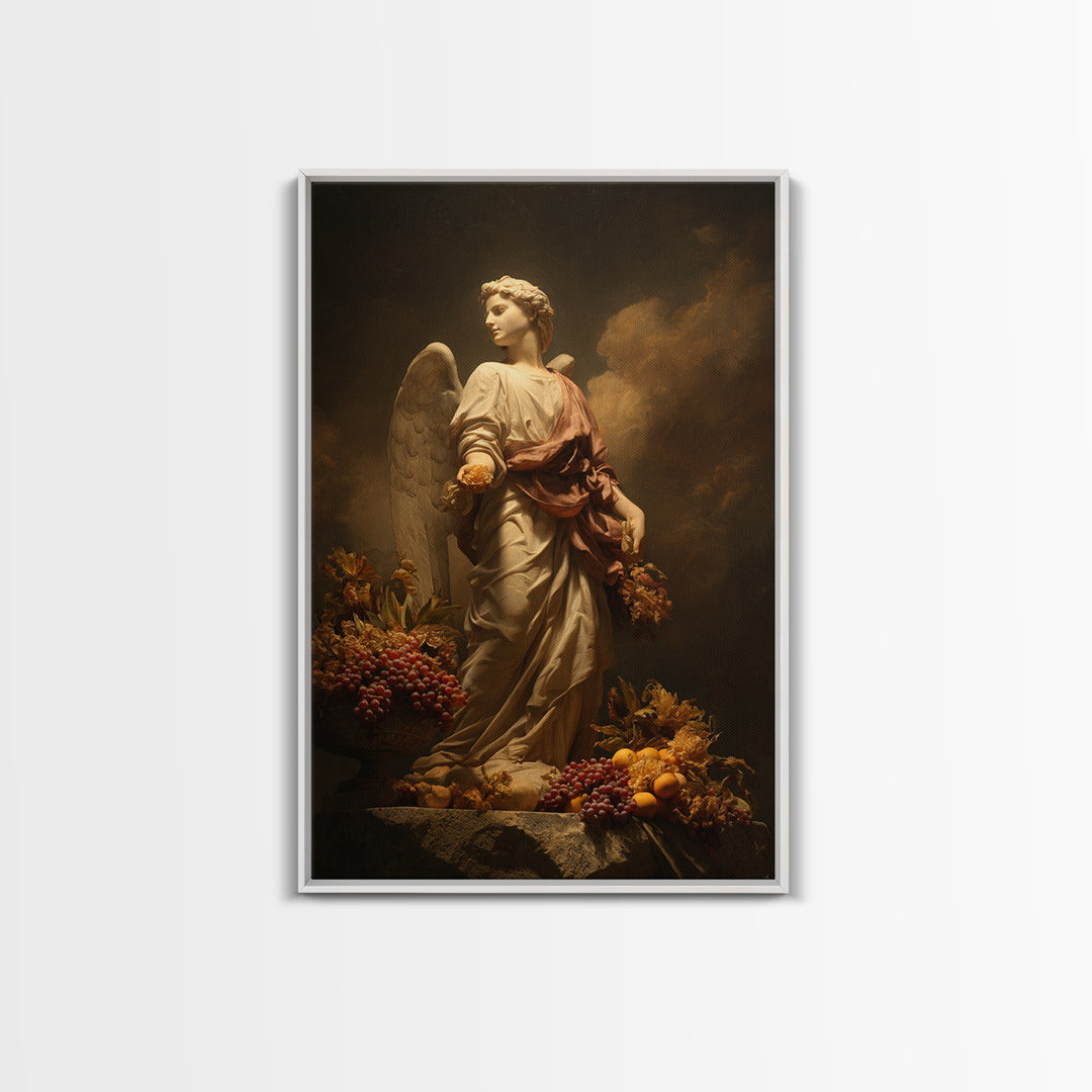 Classical Angel Study Canvas Print, Renaissanceinspired Art, Floral Painting, Living Room Decor, Fine Art, Classic, Art Print, REN-2x3-10