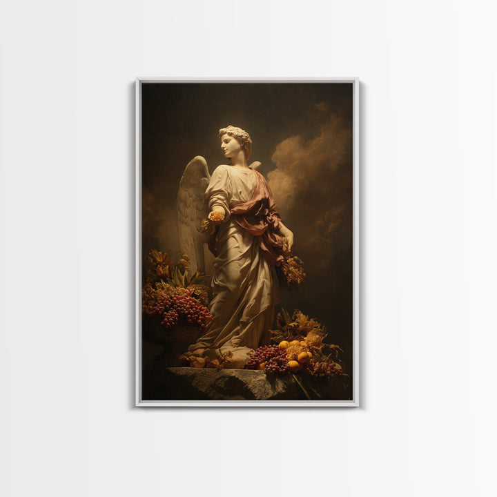 Classical Angel Study Canvas Print, Renaissanceinspired Art, Floral Painting, Living Room Decor, Fine Art, Classic, Art Print, REN-2x3-10
