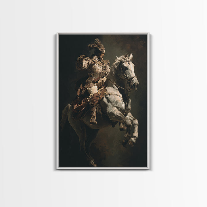 Classical Horse and Rider Framed Canvas Print, Renaissanceinspired Art, Modern Decor, Living Room Decor, Abstract Art, Classic, REN-2x3-17