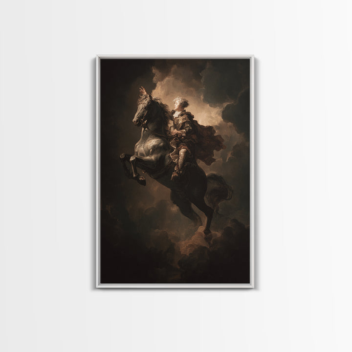 Classical Horse and Rider Framed Canvas Print, Renaissanceinspired Art, Modern Decor, Living Room Decor, Abstract Art, Classic, REN-2x3-41