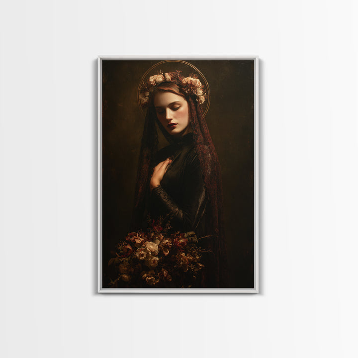 Madonna Like Portrait Canvas Print, Renaissanceinspired Art, Minimalist Decor, Living Room Decor, Fine Art, Classic, Jesus Art, REN-2x3-57