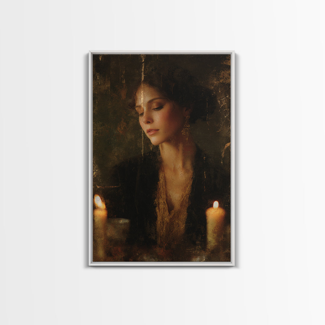 Gold Halo Portrait Canvas Print, Renaissanceinspired Art, Luxury Decor, Living Room Decor, Fine Art, Classic, Printable Art, REN-2x3-61