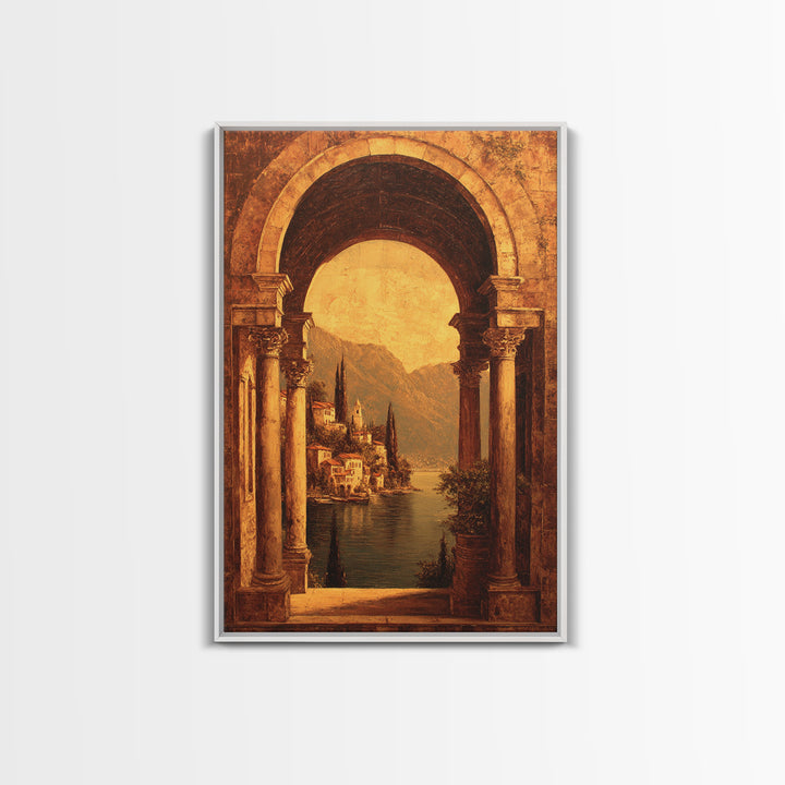 Architectural Arch with Italian Landscape Beyond Canvas Print, Renaissanceinspired Art, Luxury Decor, Living Room Decor, REN-2x3-91